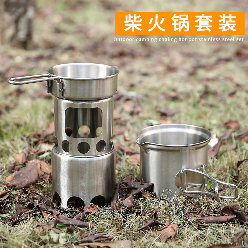 Camping Cooking Options - Популярная походная стальная дровяная печь, кастрюля