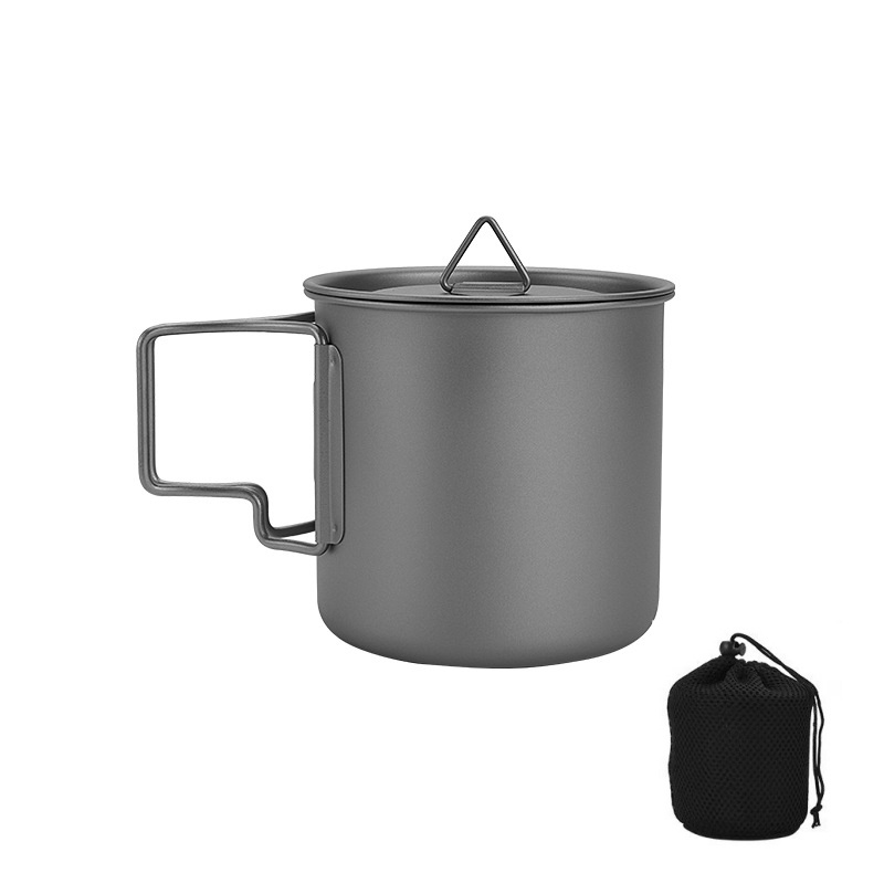 Camping Cooking Gear - Титановая походная кружка со складной ручкой,