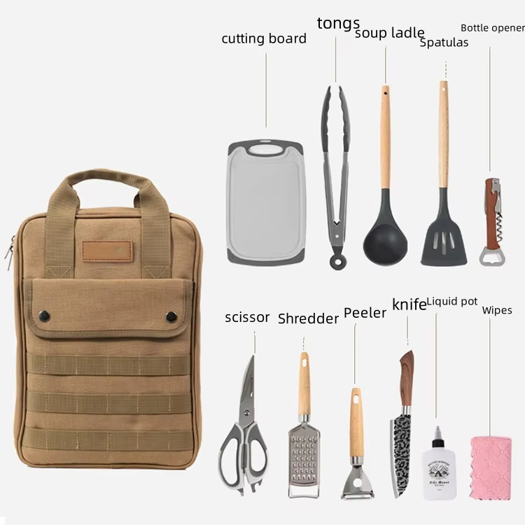 Camping Cooking Utensil Organizer - Набор аксессуаров для кемпинговой кухни, 12